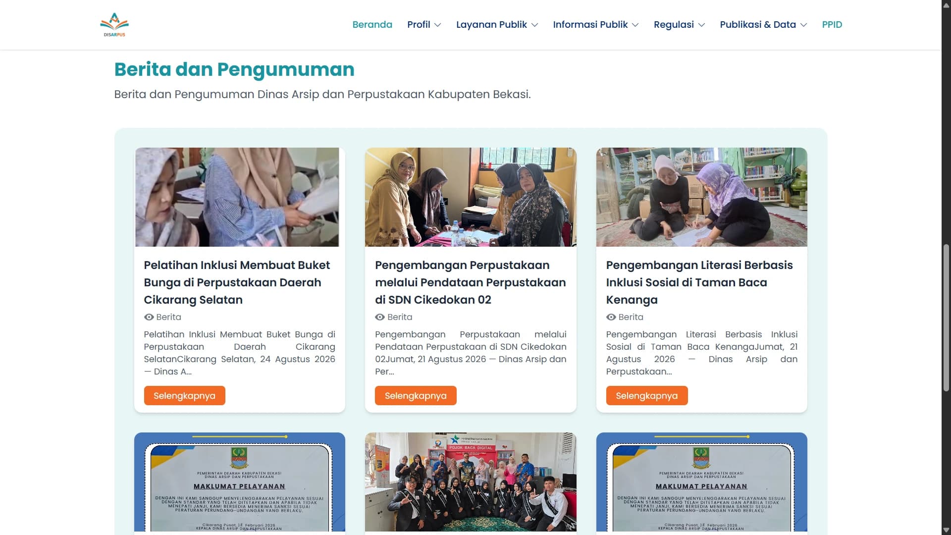 Disarpus Kabupaten Bekasi - News & Announcement Listing