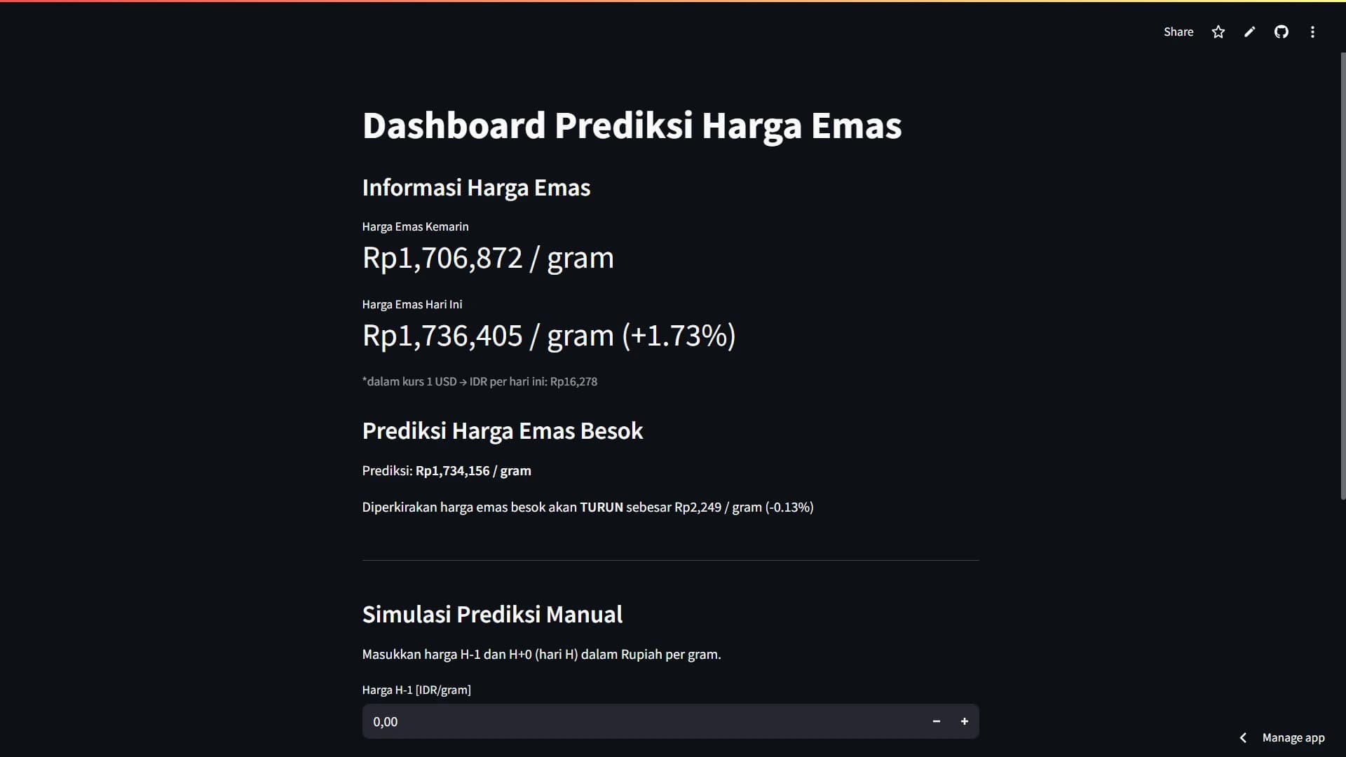 Gold Price Prediction System interface preview